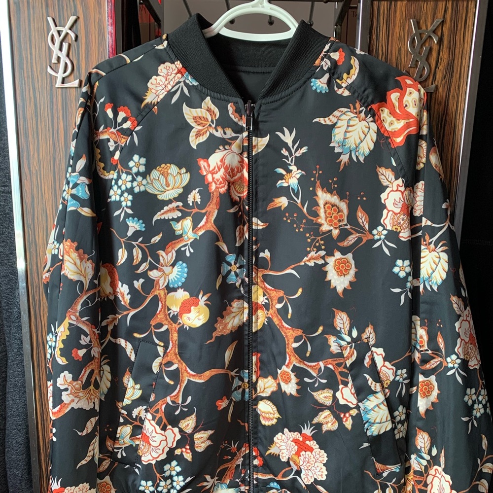 H&M Satin “Flower” Zip up Jacket